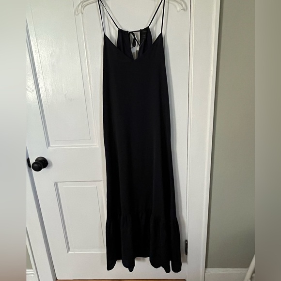 J Crew | Ruffle Hem Sleeveless Maxi Dress Navy Blue Tassels Size XXS - Picture 1 of 14